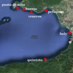 répartition des spots de surf sur la baie de puerto vallarta